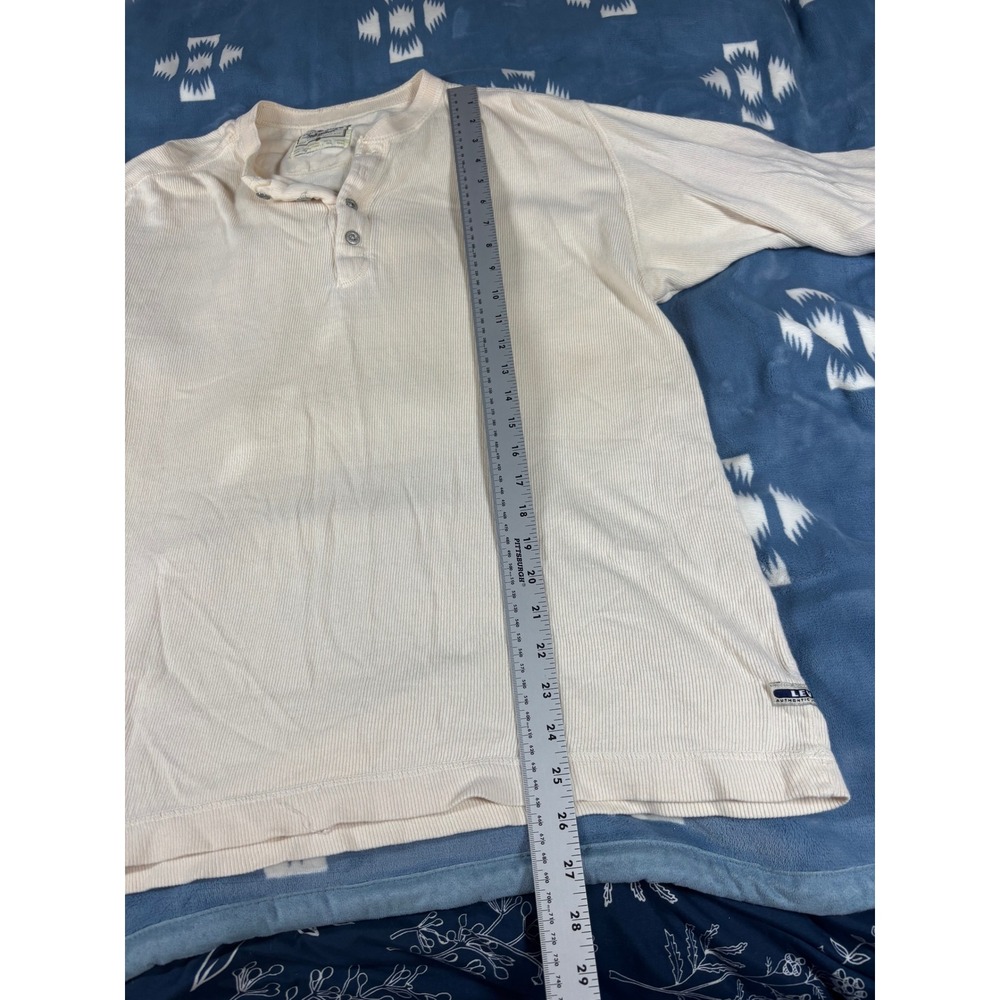 Levis Mens Long Sleeve Ribbed Henley Shirt Cream Off White Cotton Size M 6880 - Picture 5 of 8